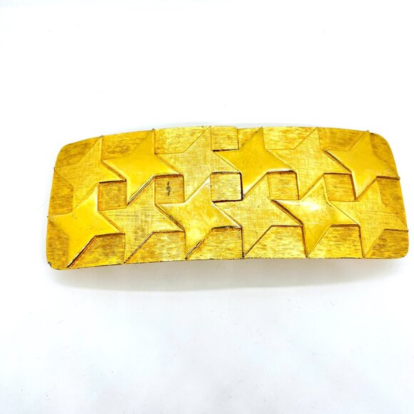 VINTAGE ACCESSOCRAFT NYC Gold Tone Star Belt Buckle Wide Statement 80s Runway main image 11